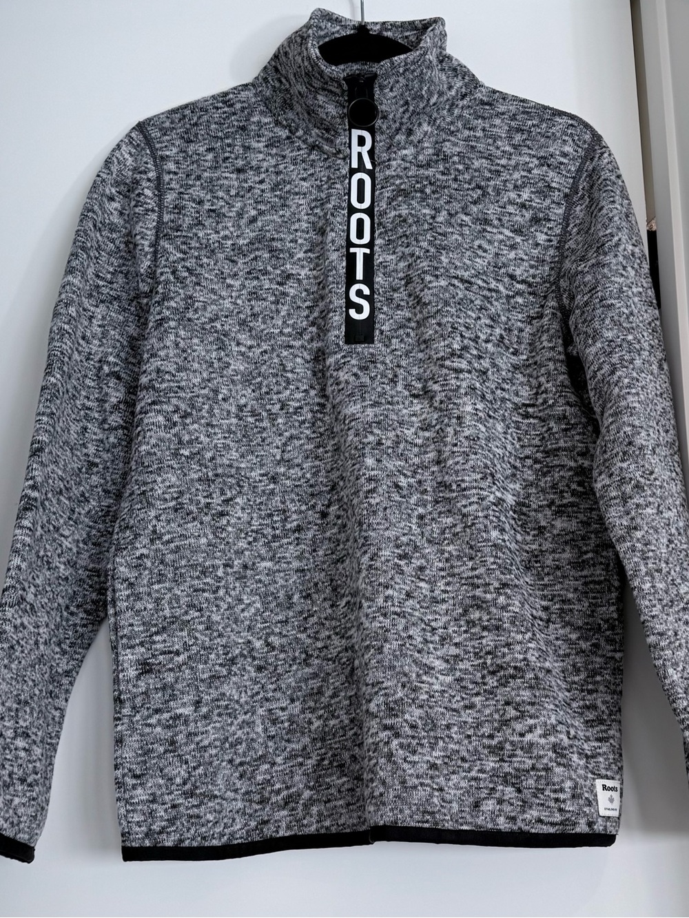 Roots Grey Pepper Small 1/4 Zip Sweater